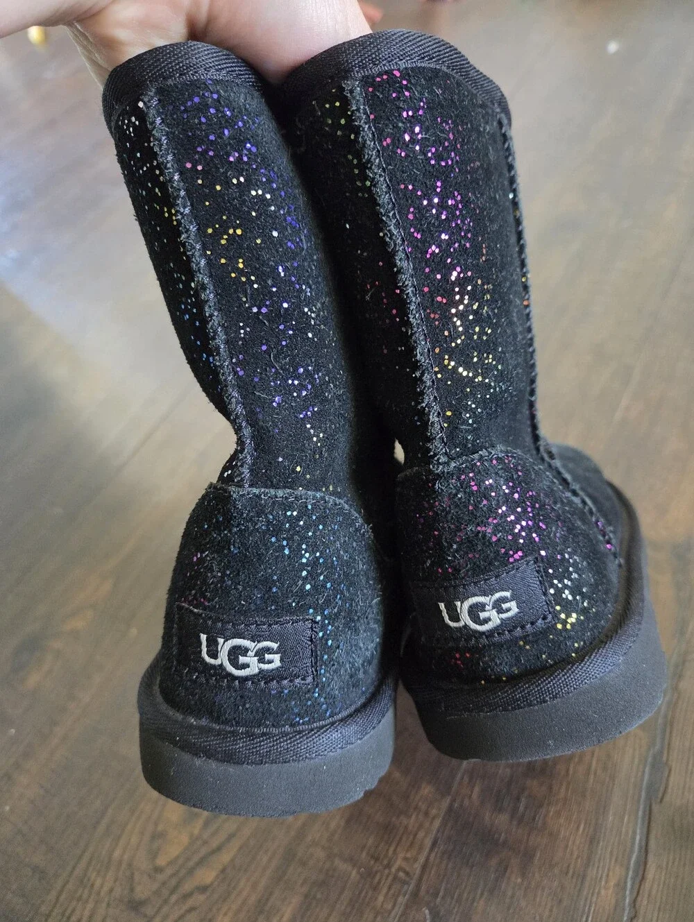 UGG Black Rainbow Glitter Sparkle Short Boots (Kids Size 3)